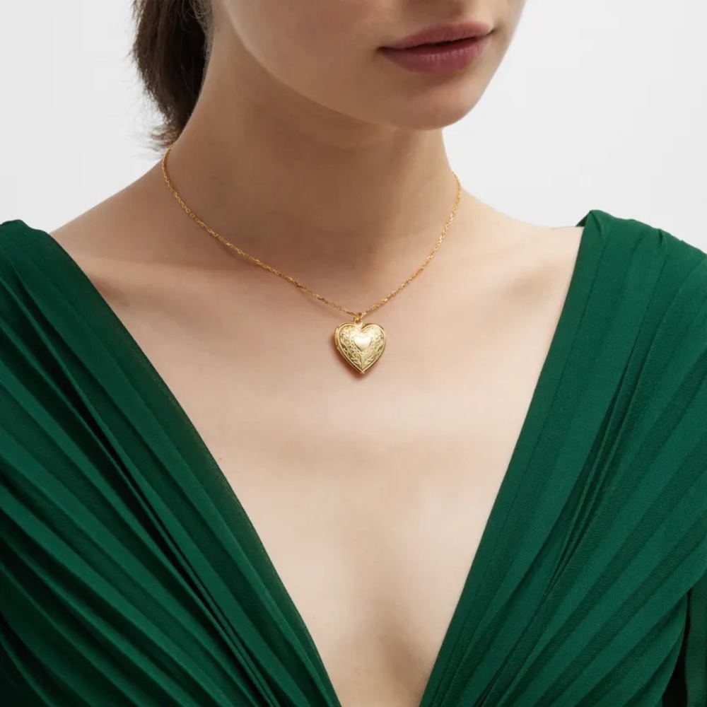 Ben Amun 24k Gold Electroplate Chain Necklace with Heart Locket Pendant